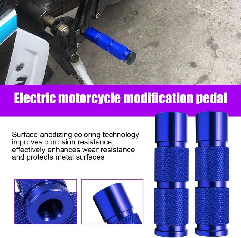 Sandfren 2PCS Motorcycle Foot Pegs, Aluminum M8 CNC Motorbikes Passenger Pedals Footrests, Motorbicycle Rearsets Footpeg Accessories, Universal for 8mm Install Hole Bicycle Dirt Bike (Blue) - Image 5